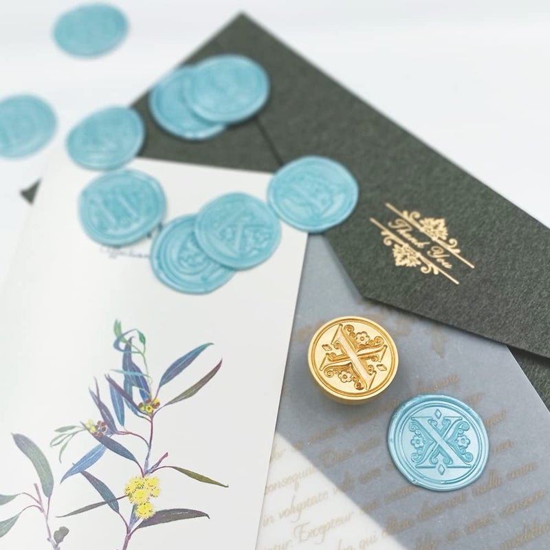 krastmon Medieval Traditional Initial Alphabet Wax Seal Stamp, Brass Head Wooden Handle Letter Stamps for Card/Envelope/Gift - (Letter X) - Image 3